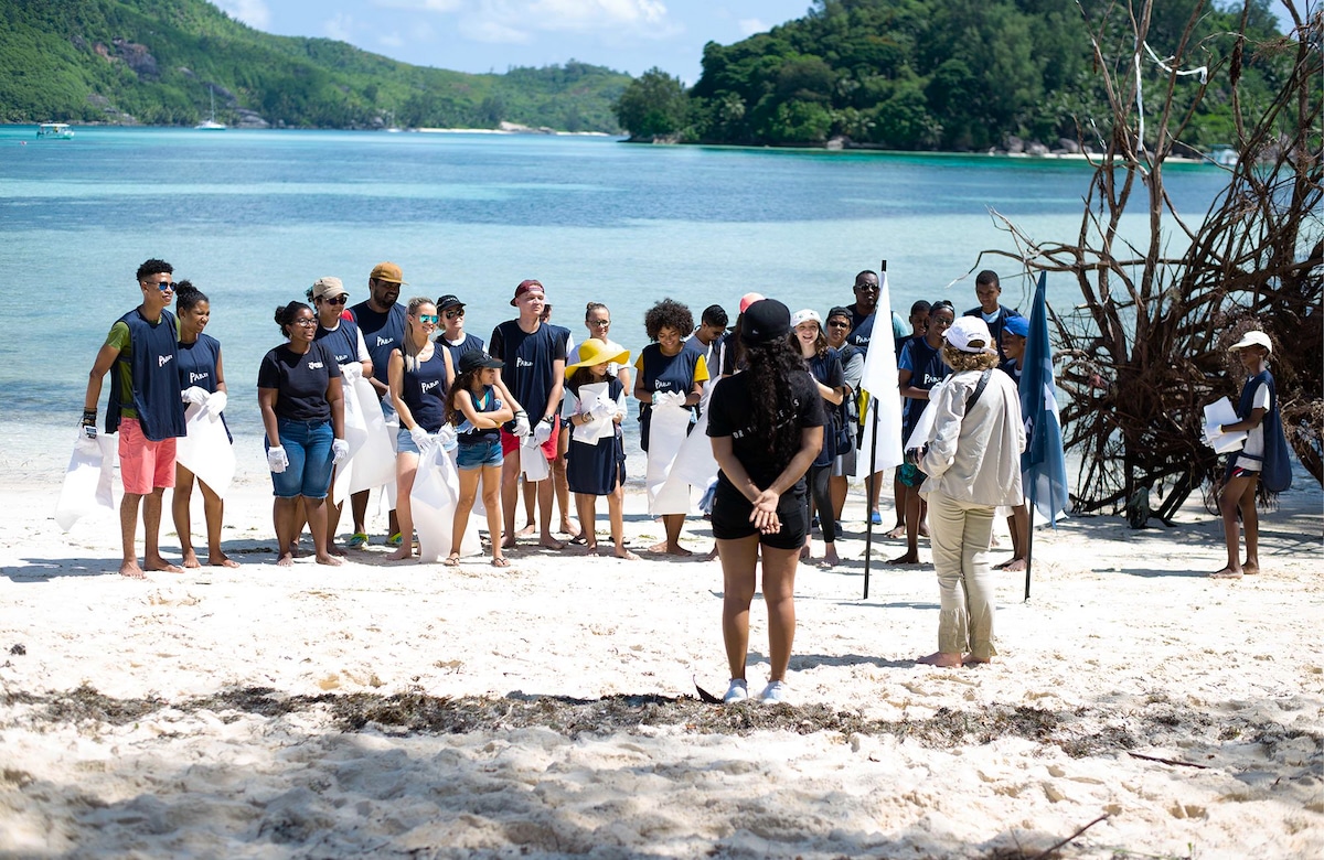 Volunteers help clean up litter from beaches in East Africa’s Seychelles islands