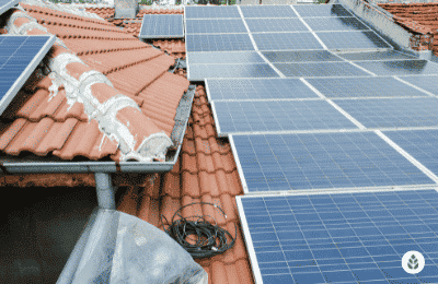 solar panels on a tiled roof